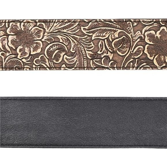 Leather Guitar Strap Vintage Western Adjustable Electric Bass Bronze PU Ends - Picture 6 of 8